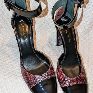 Deimille Purple / Black Snake Skin Noha Cap-Toe Pumps Size (EU) 41
